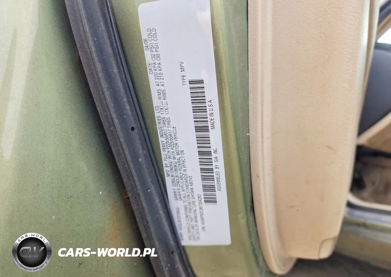 2006 Subaru Legacy Outback 2.5I Limited VIN:4S4BP62C867354262 - 12