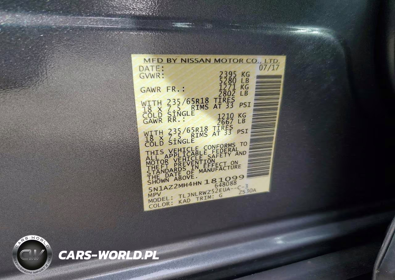 2017 Nissan Murano Sl VIN:5N1AZ2MH4HN181099 - 14