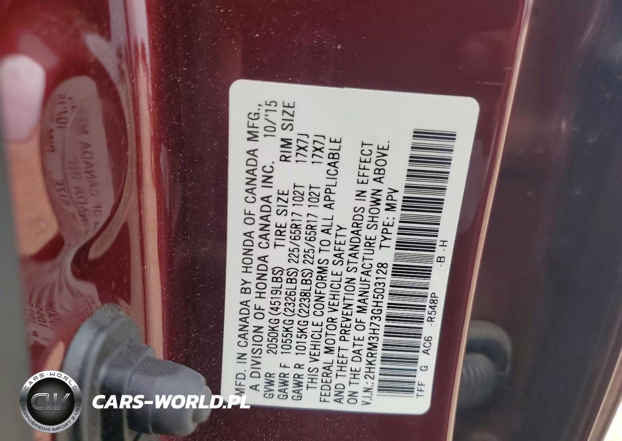 2016 Honda Cr-V Exl VIN:2HKRM3H73GH503128 - 13