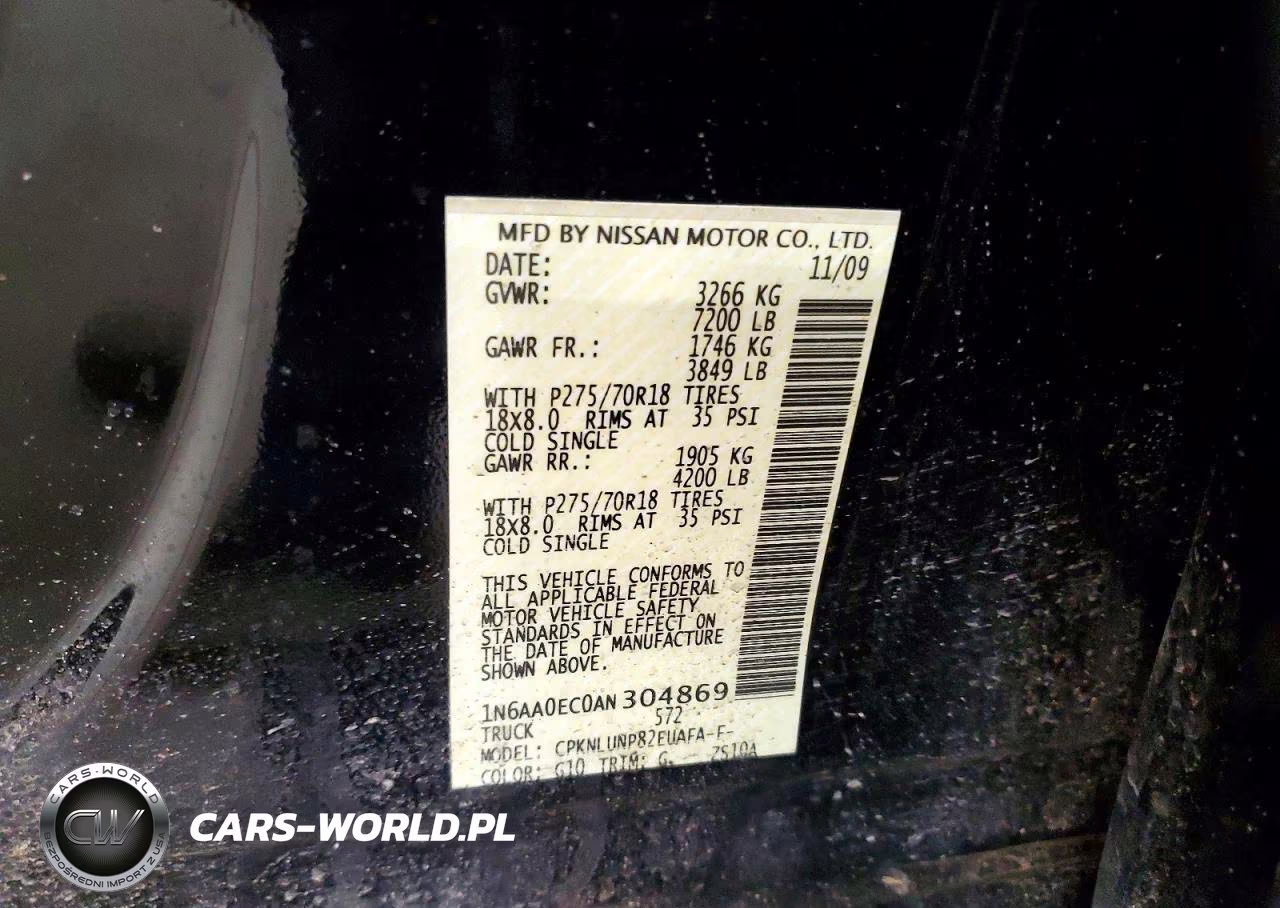 2010 Nissan Titan Xe VIN:1N6AA0EC0AN304869 - 13