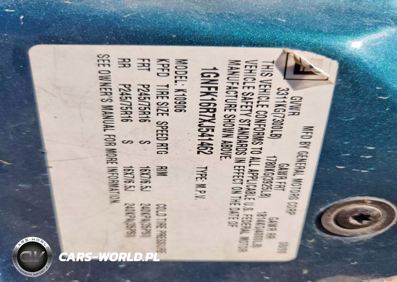 1999 Chevrolet Suburban K1500 VIN:1GNFK16R7XJ541462 - 12
