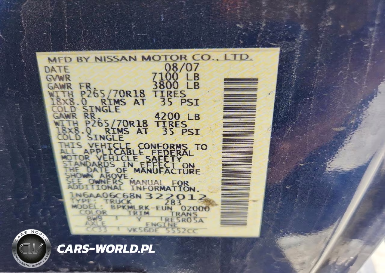 2008 Nissan Titan VIN:1N6AA06C68N322012 - 12
