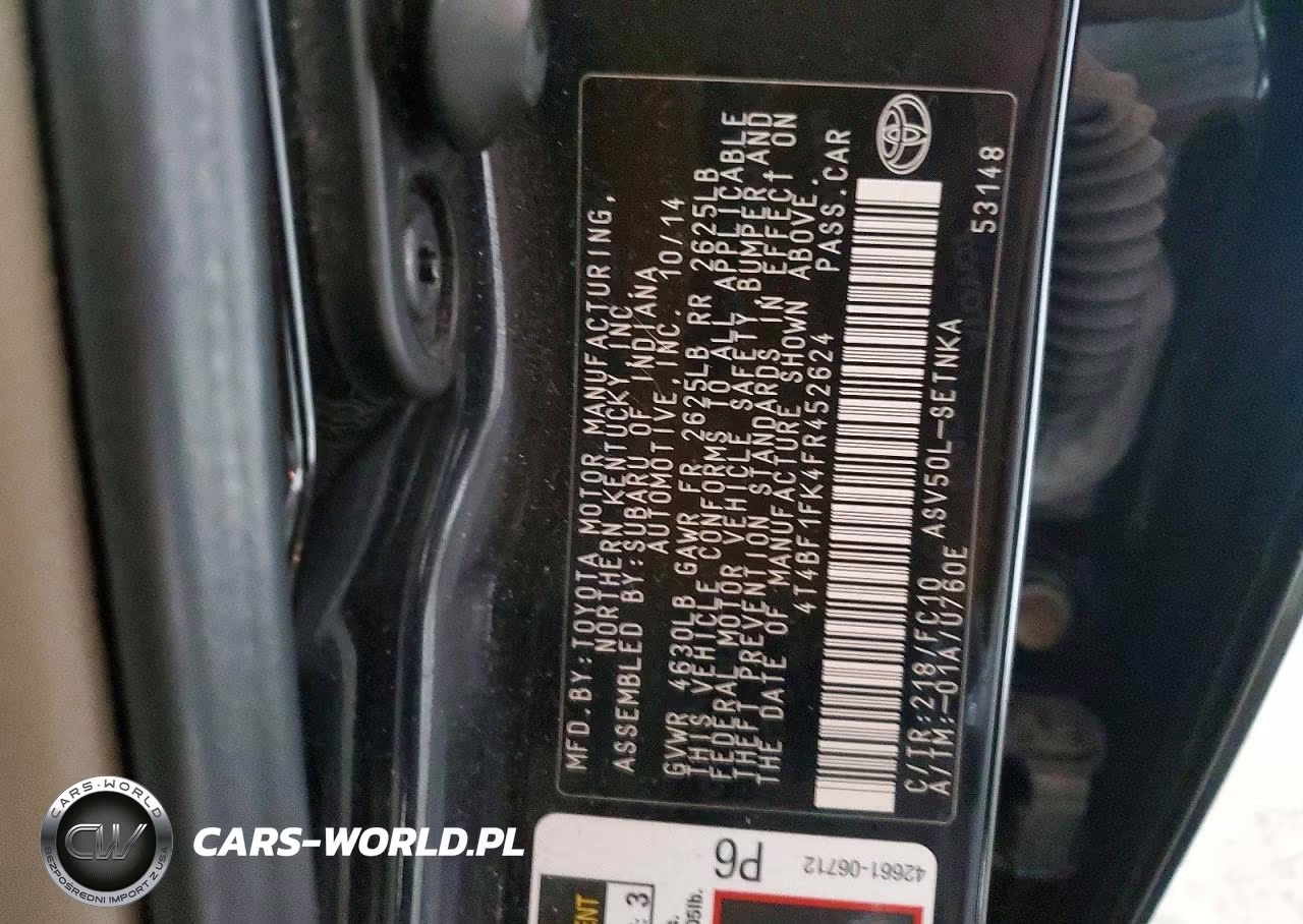 2015 Toyota Camry Le VIN:4T4BF1FK4FR452624 - 12