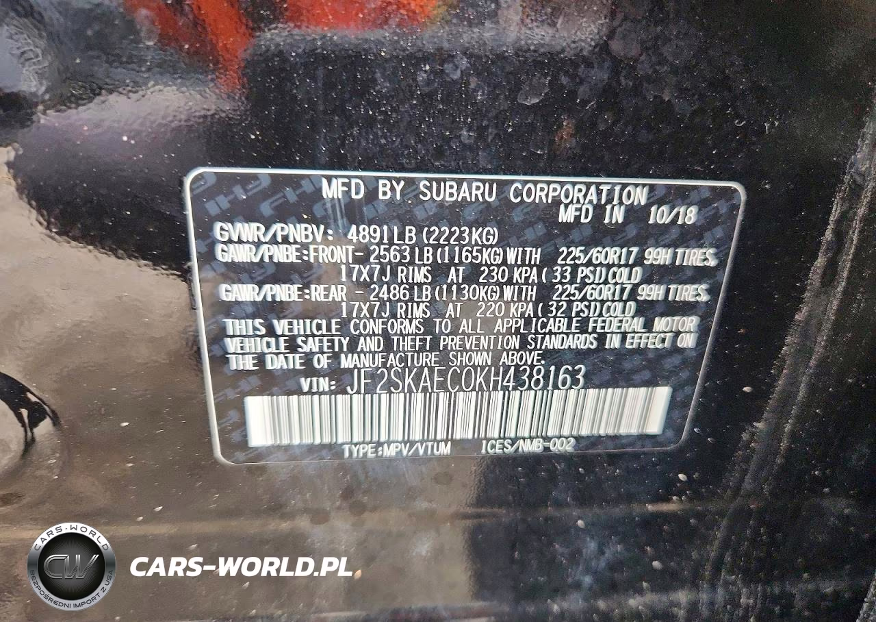 2019 Subaru Forester Premium VIN:JF2SKAEC0KH438163 - 12