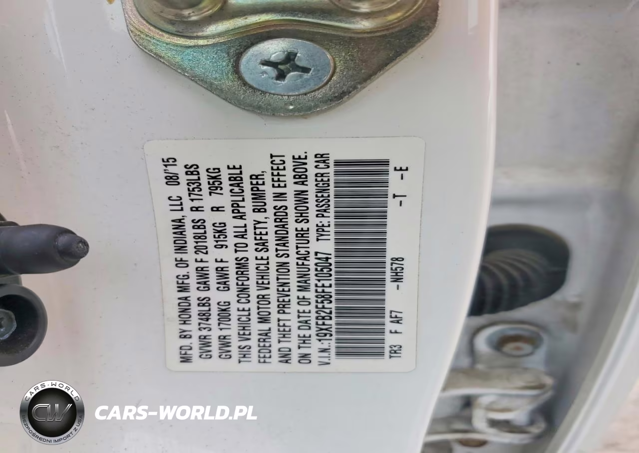2015 Honda Civic Lx VIN:19XFB2F58FE105047 - 12