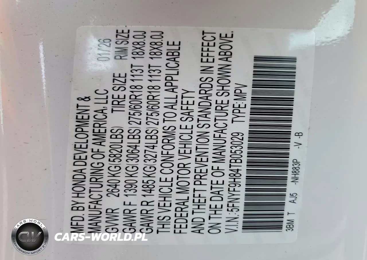 2026 Honda Passport Trailsport Elite VIN:5FNYF9H84TB053029 - 14