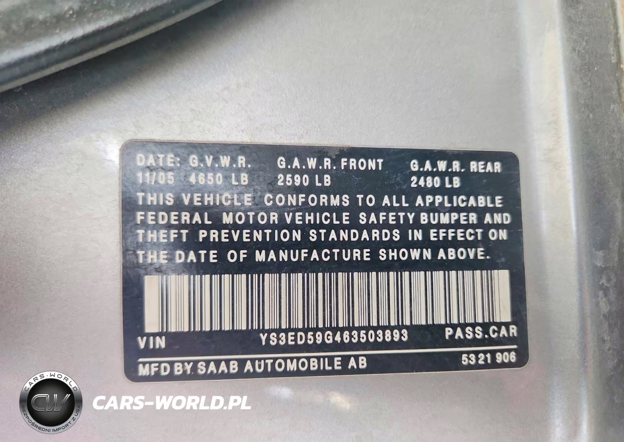 2006 Saab 9-5 Base VIN:YS3ED59G463503893 - 12