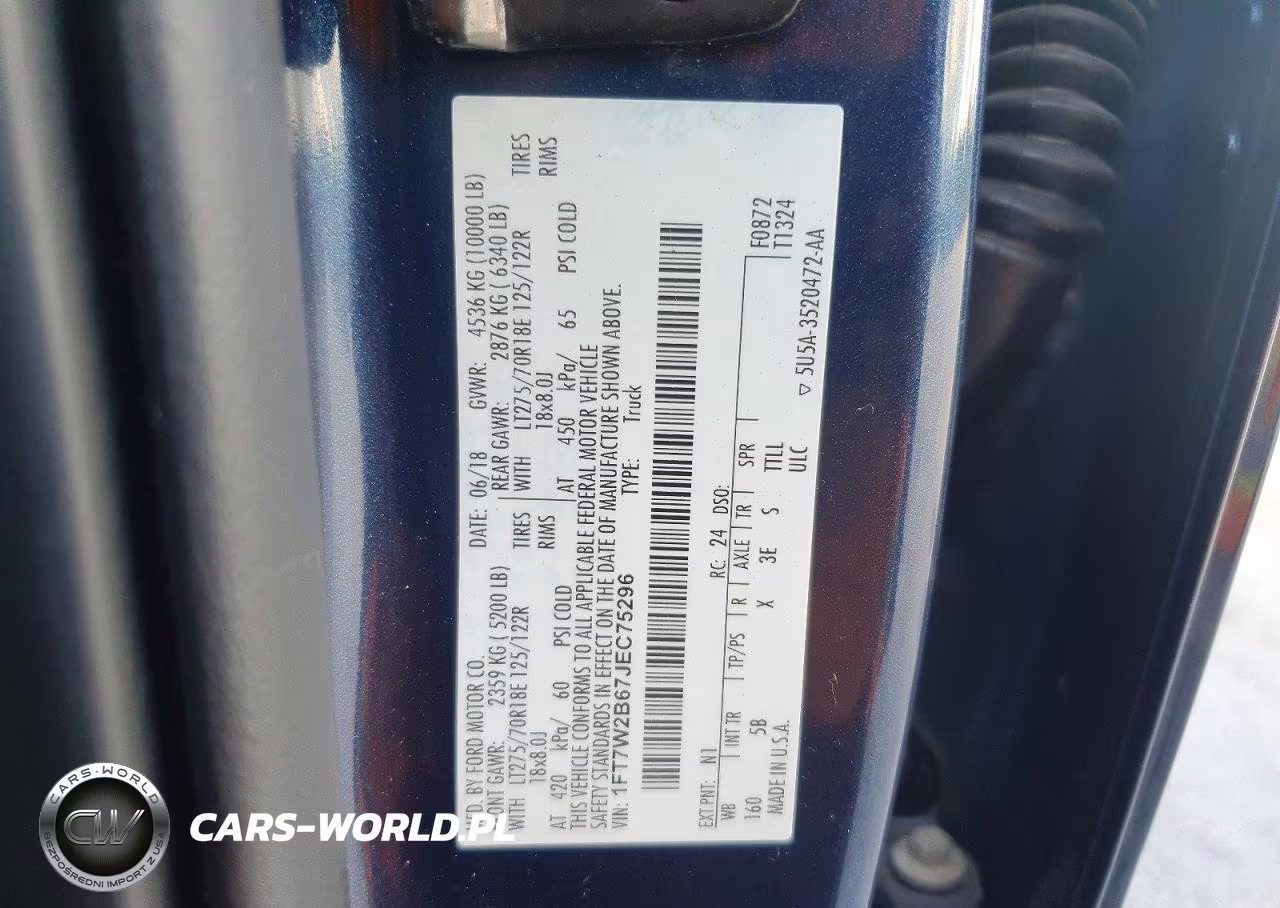 2018 Ford F250 Super Duty VIN:1FT7W2B67JEC75296 - 12