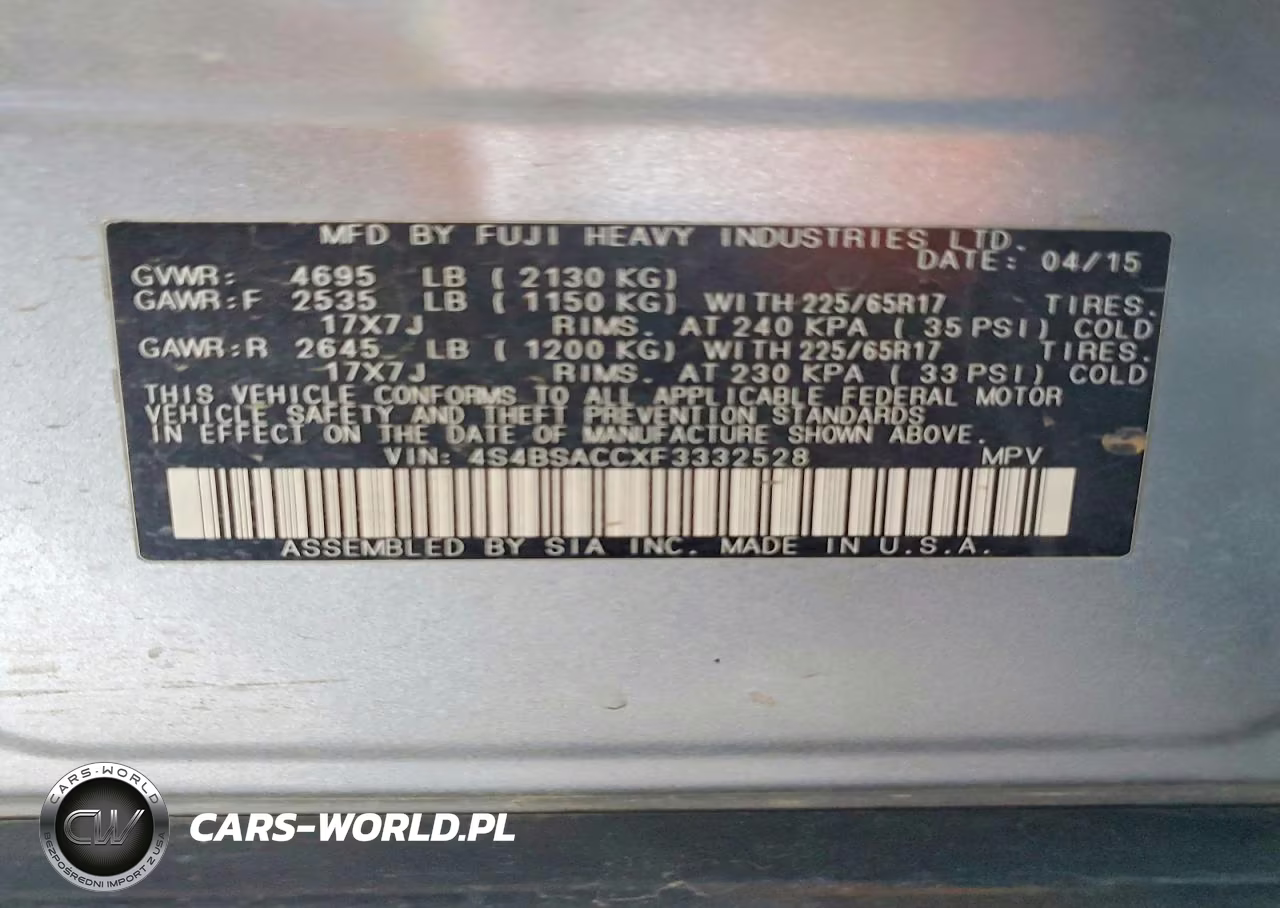 2015 Subaru Outback 2.5I Premium VIN:4S4BSACCXF3332528 - 12