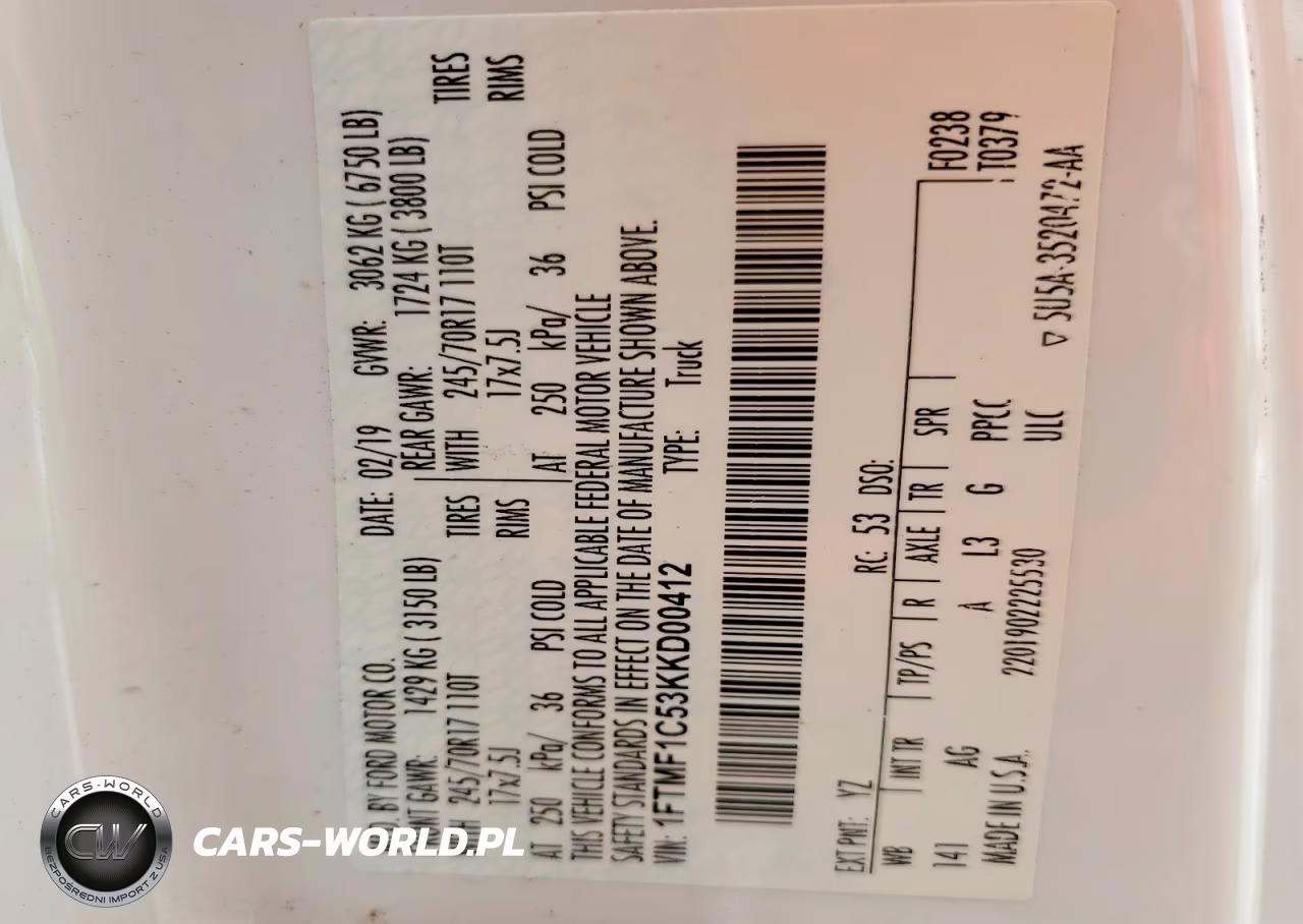 2019 Ford F150 VIN:1FTMF1C53KKD00412 - 12