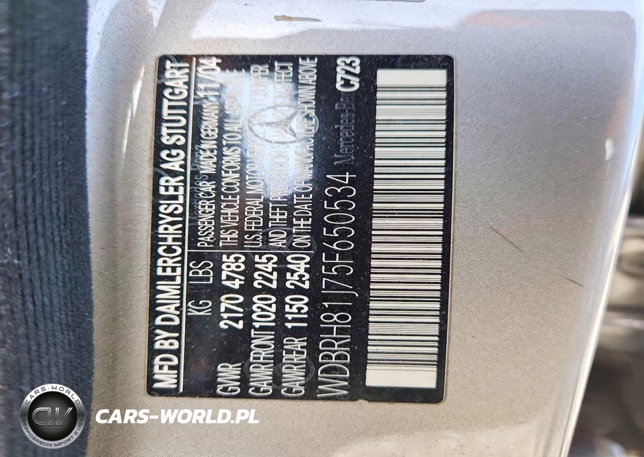 2005 Merz C-Class VIN:WDBRH81J75F650534 - 12