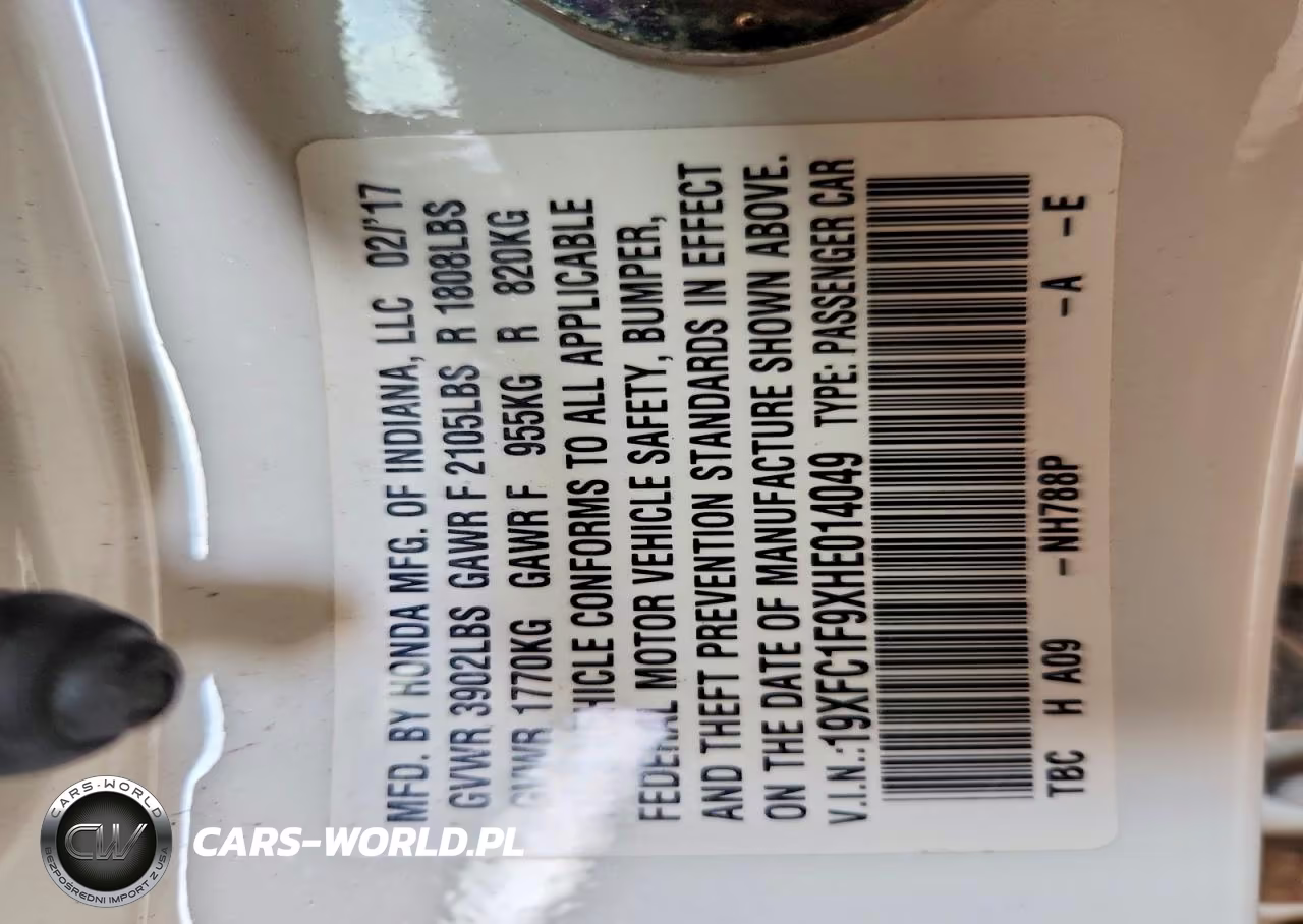 2017 Honda Civic Touring VIN:19XFC1F9XHE014049 - 12