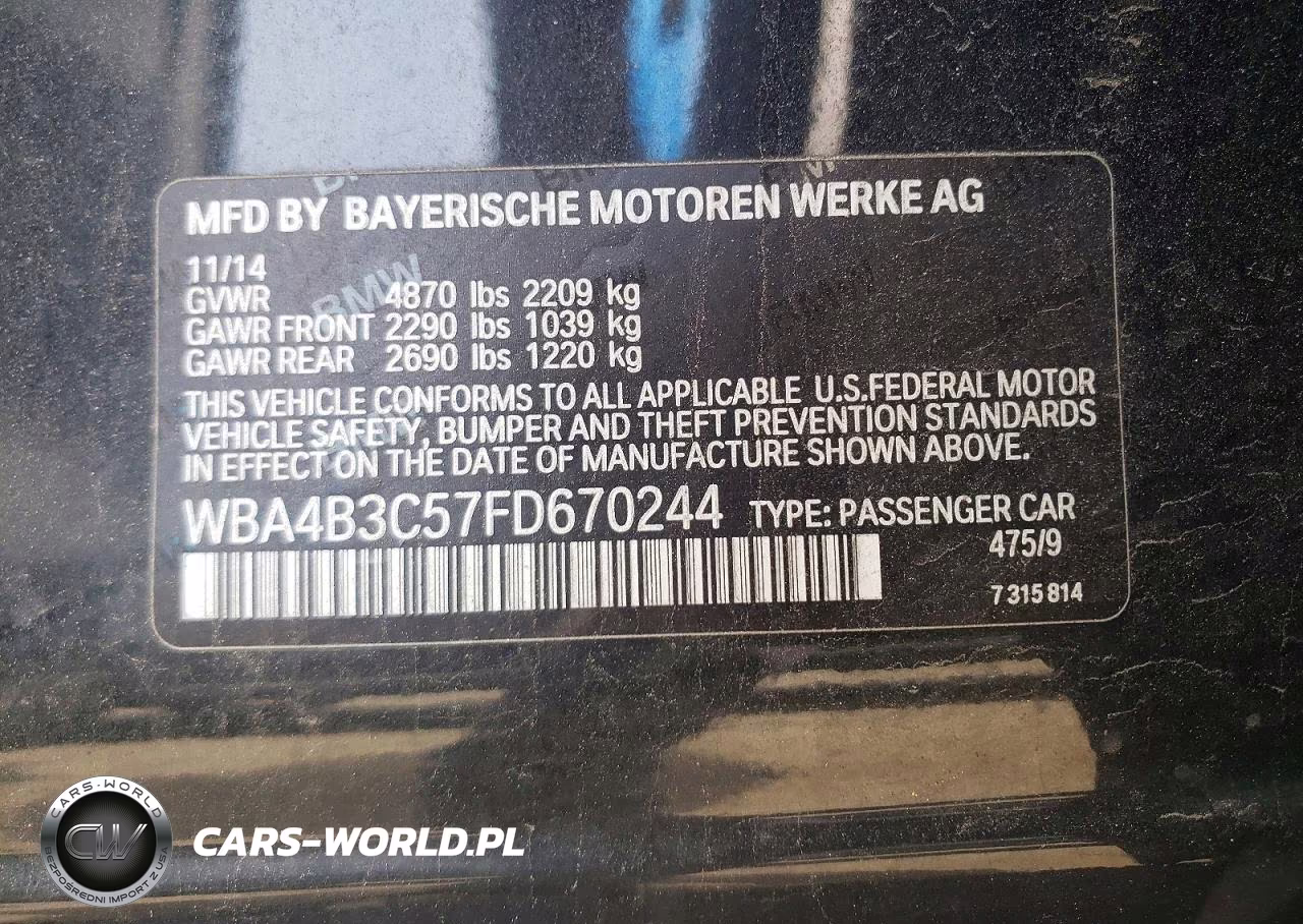 2015 BMW 435 Xi Gran Coupe VIN:WBA4B3C57FD670244 - 12