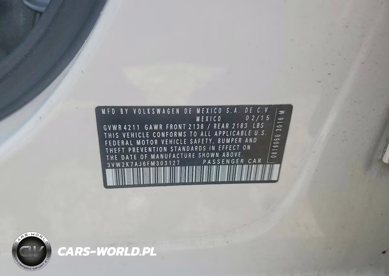 2015 Volkswagen Jetta Base VIN:3VW2K7AJ6FM303127 - 12