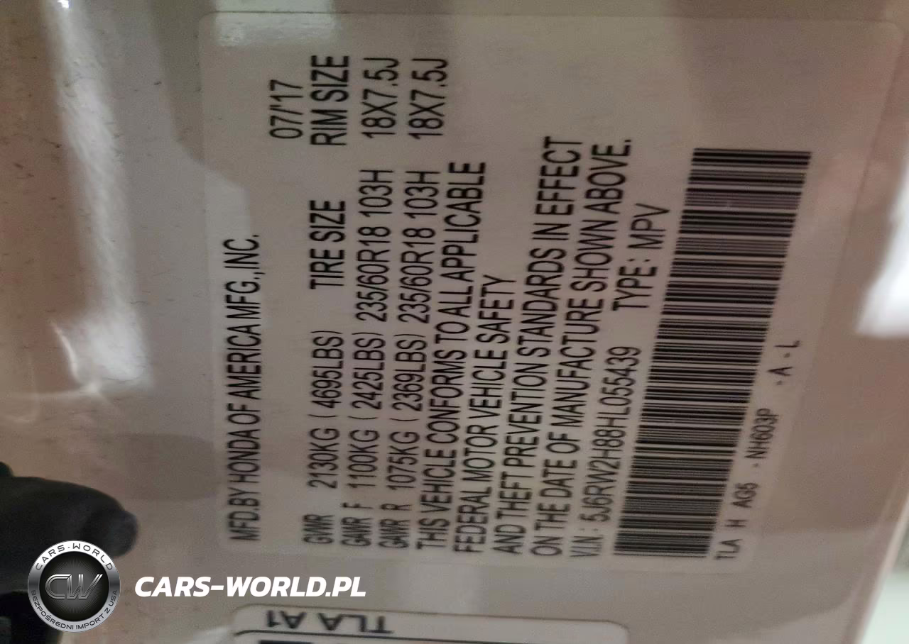 2017 Honda Cr-V Exl VIN:5J6RW2H88HL055439 - 13