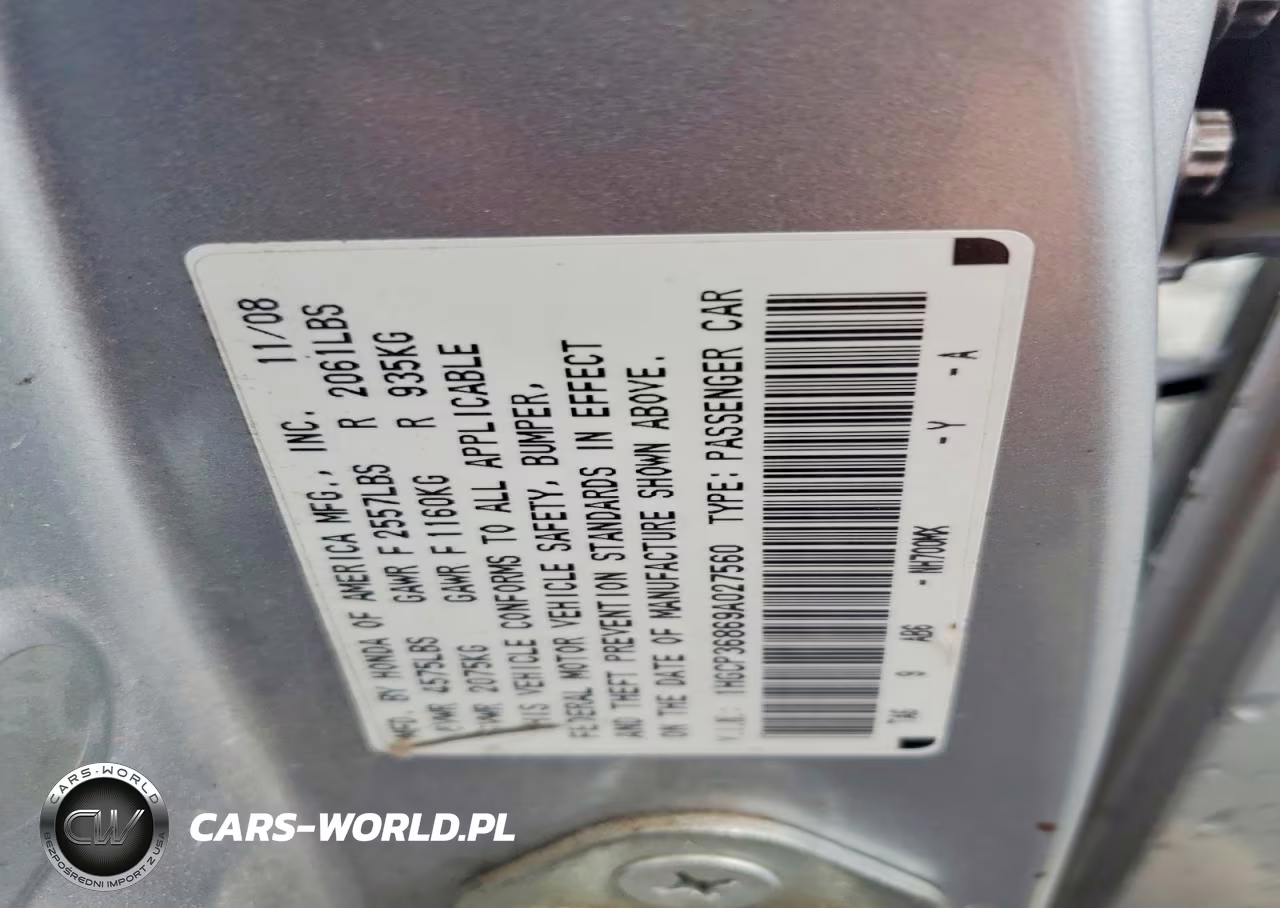 2009 Honda Accord Exl VIN:1HGCP36869A027560 - 12