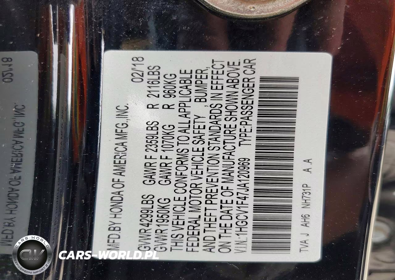 2018 Honda Accord Ex VIN:1HGCV1F47JA120969 - 12