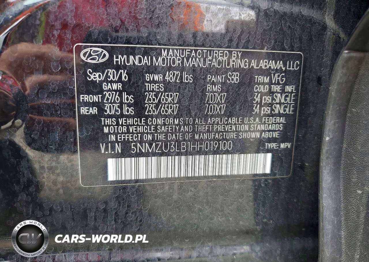2017 Hyundai Santa Fe Sport 2.4L VIN:5NMZU3LB1HH019100 - 13