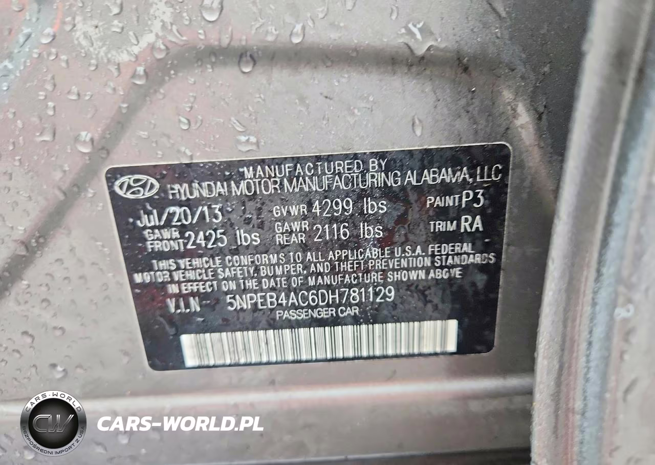 2013 Hyundai Sonata Gls VIN:5NPEB4AC6DH781129 - 12