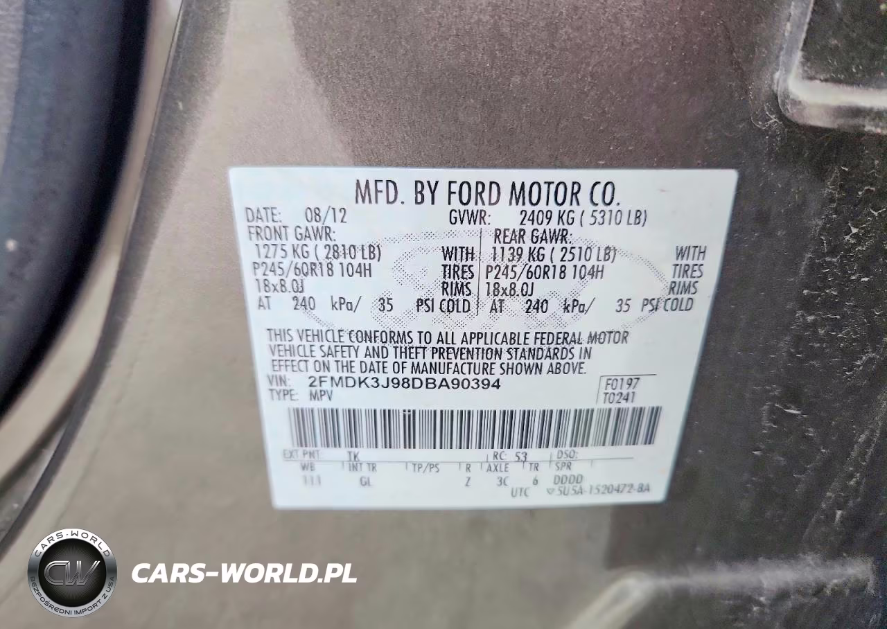 2013 Ford Edge Sel VIN:2FMDK3J98DBA90394 - 12