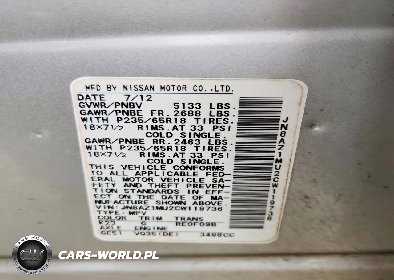 2012 Nissan Murano S VIN:JN8AZ1MU2CW119736 - 13