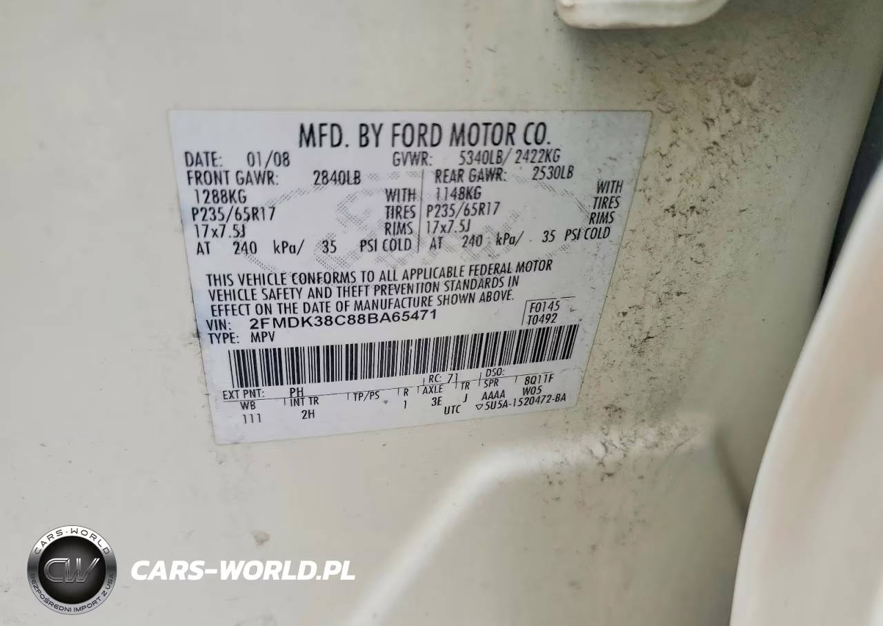2008 Ford Edge Sel VIN:2FMDK38C88BA65471 - 13