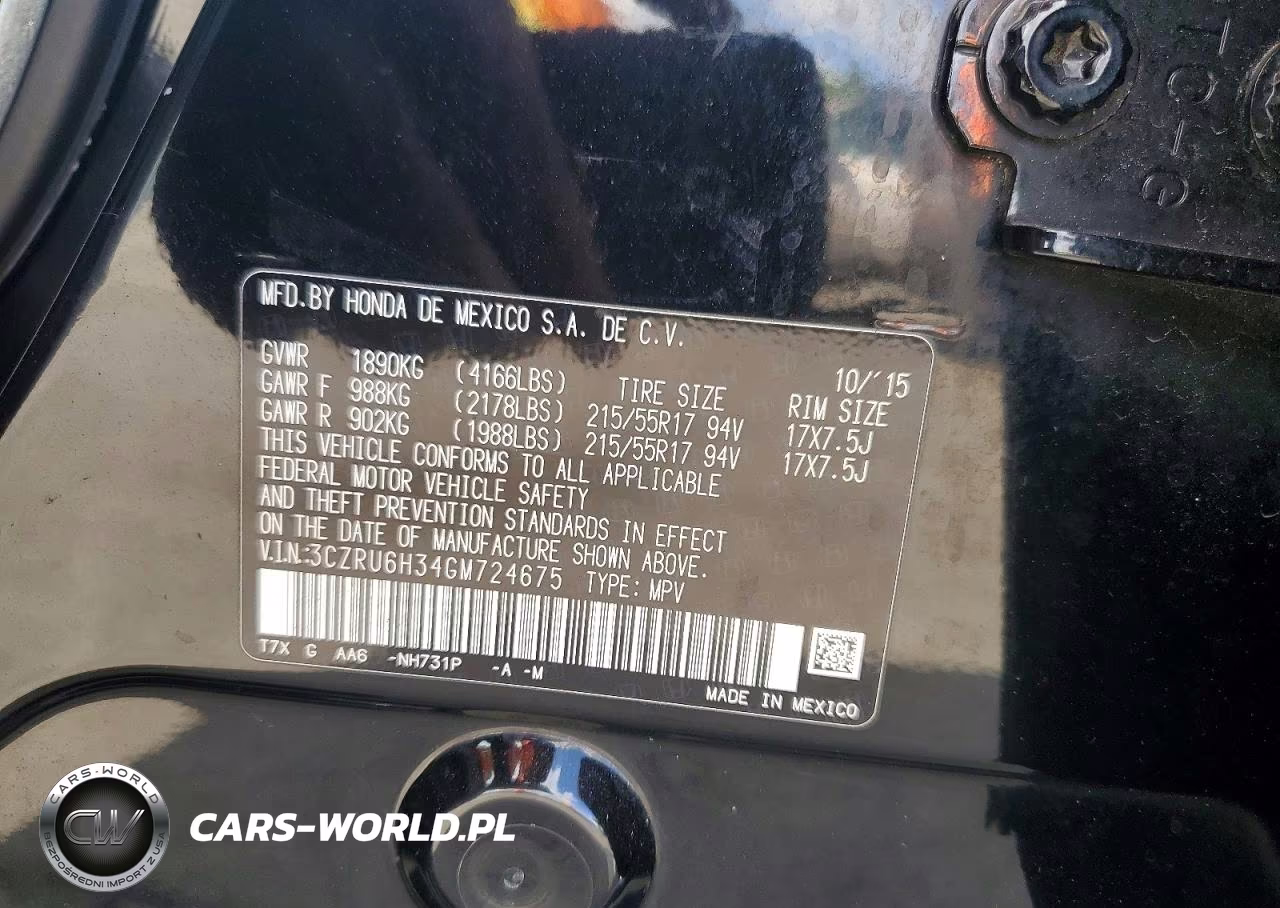 2016 Honda Hr-V Lx VIN:3CZRU6H34GM724675 - 13