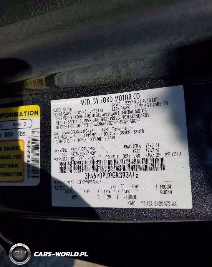 2016 Ford Fusion Se Phev VIN:3FA6P0PU0GR393416 - 12