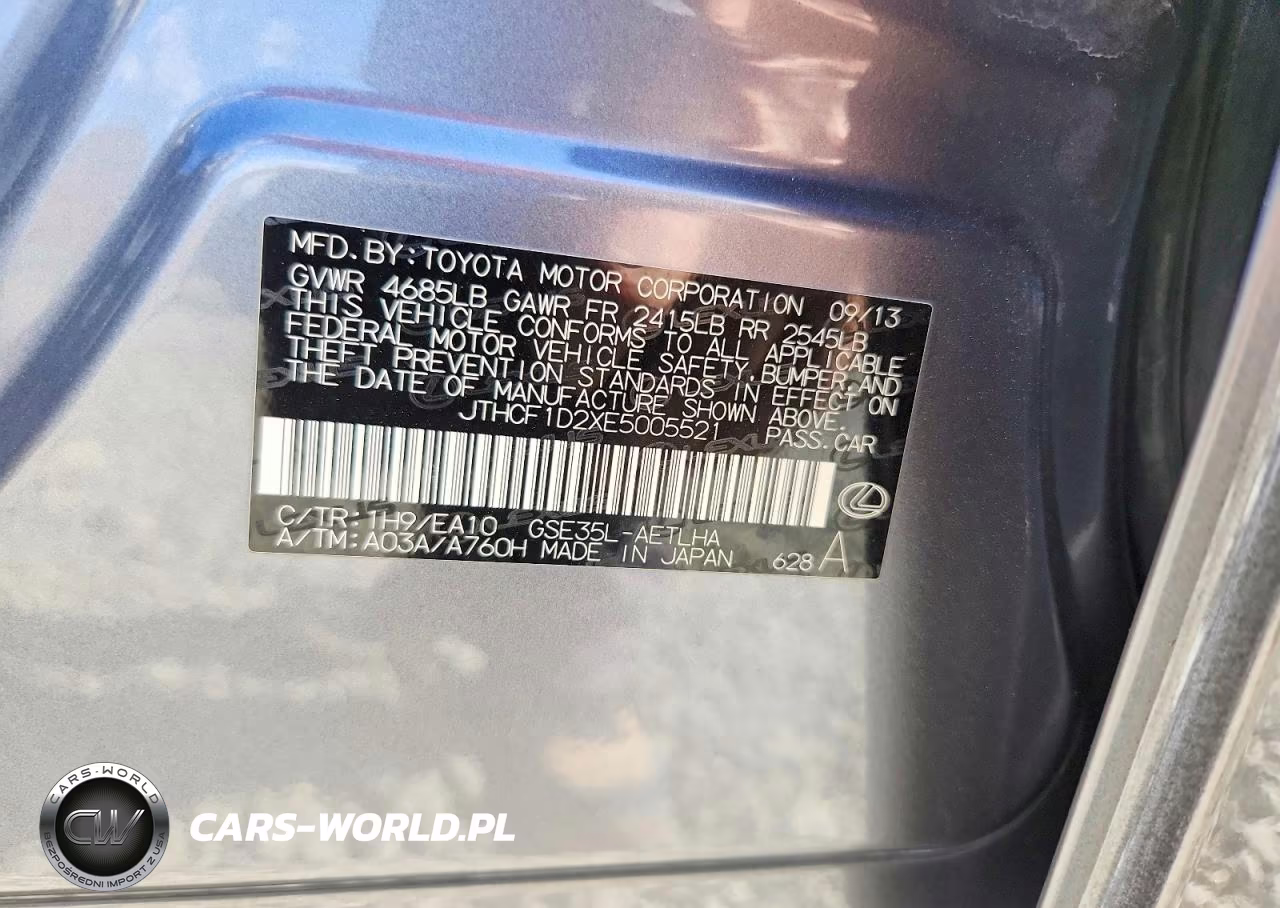 2014 Lexus Is 250 VIN:JTHCF1D2XE5005521 - 12