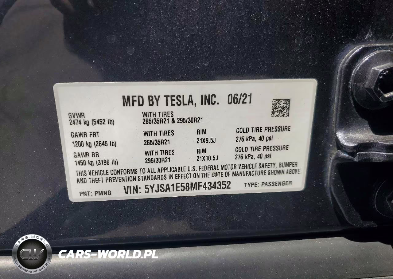 2021 Tesla Model S VIN:5YJSA1E58MF434352 - 12