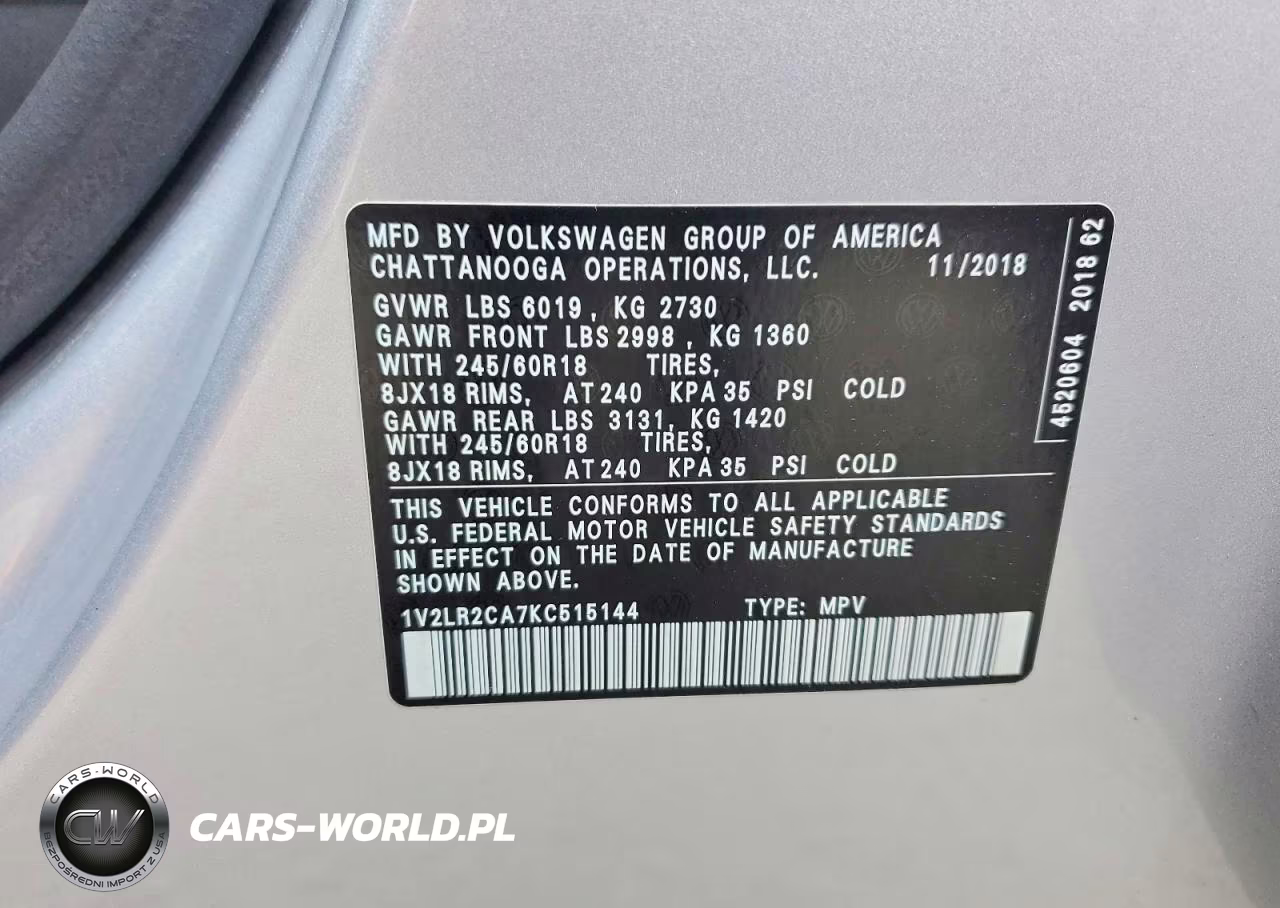 2019 Volkswagen Atlas Se VIN:1V2LR2CA7KC515144 - 13