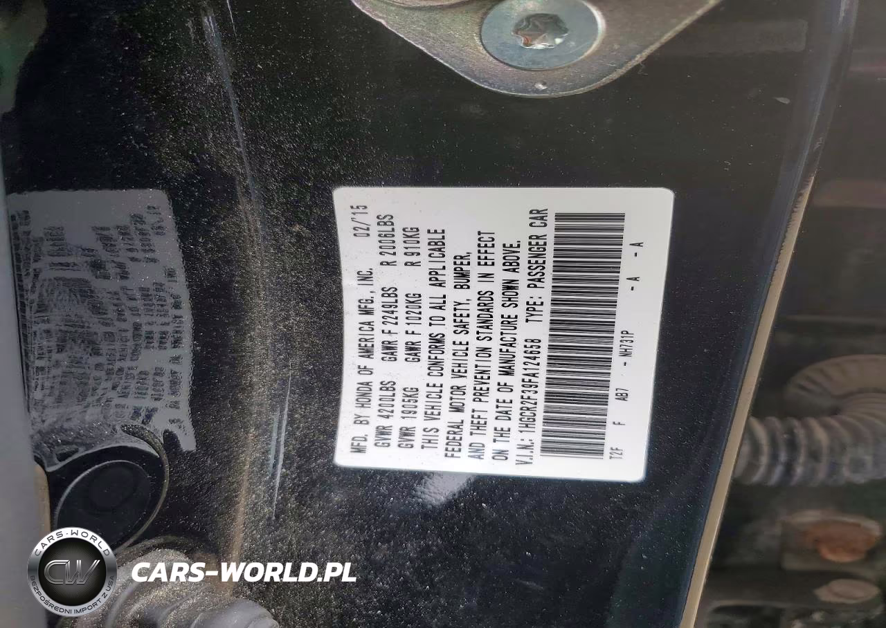 2015 Honda Accord Lx VIN:1HGCR2F39FA124658 - 12