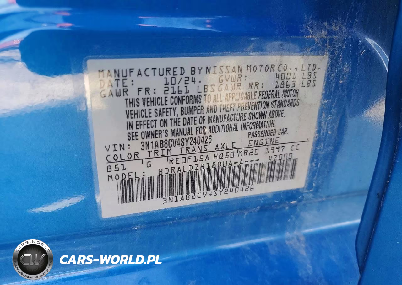 2025 Nissan Sentra Sv VIN:3N1AB8CV4SY240426 - 12