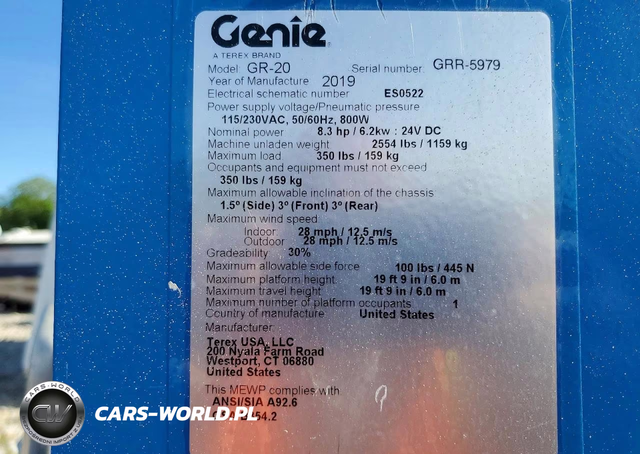 2019 Genie Gr20 - Lifting And Rigging VIN:GRR5979 - 10