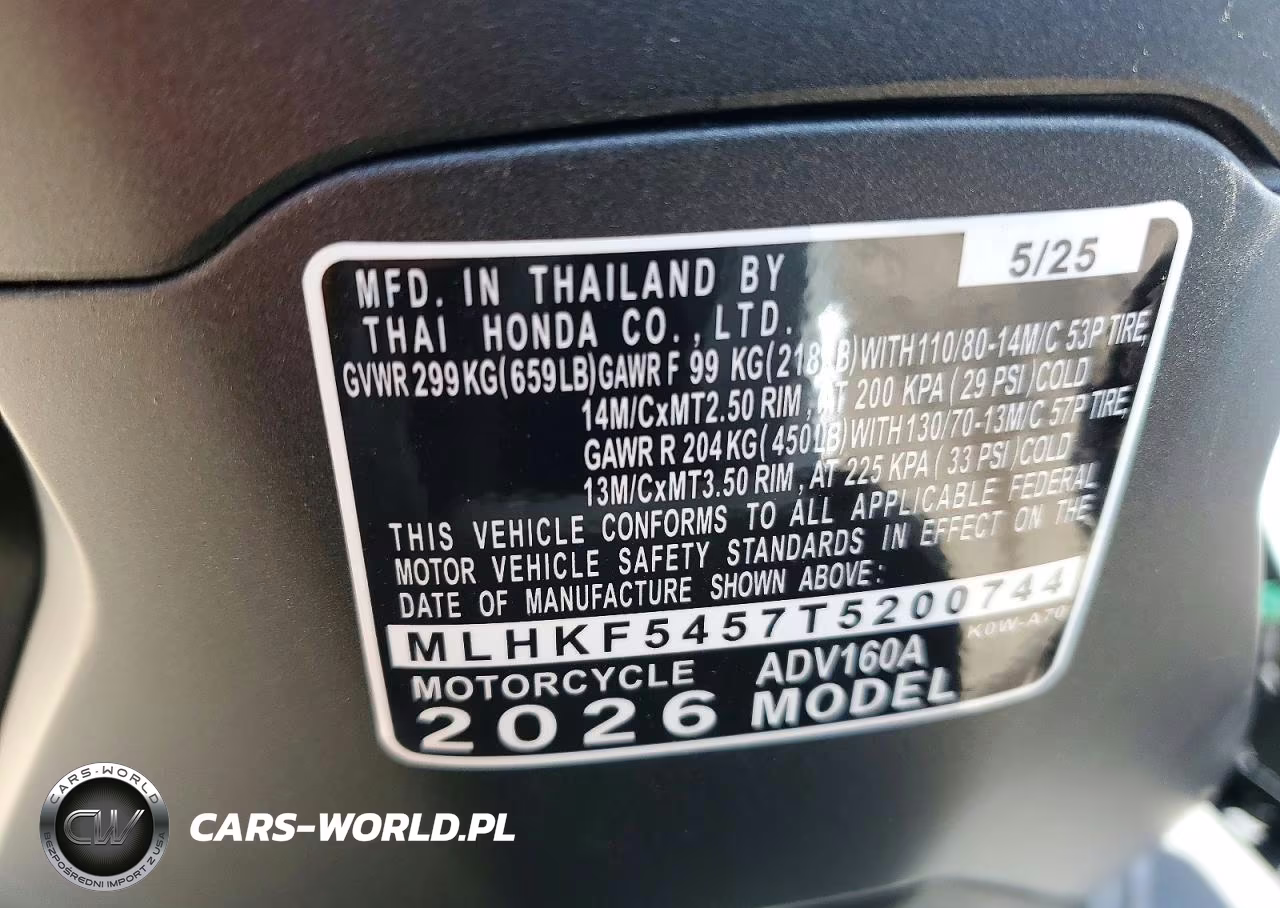 2026 Honda Adv160 A VIN:MLHKF5457T5200744 - 8