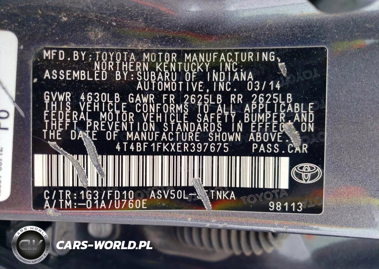 2014 Toyota Camry Le VIN:4T4BF1FKXER397675 - 12