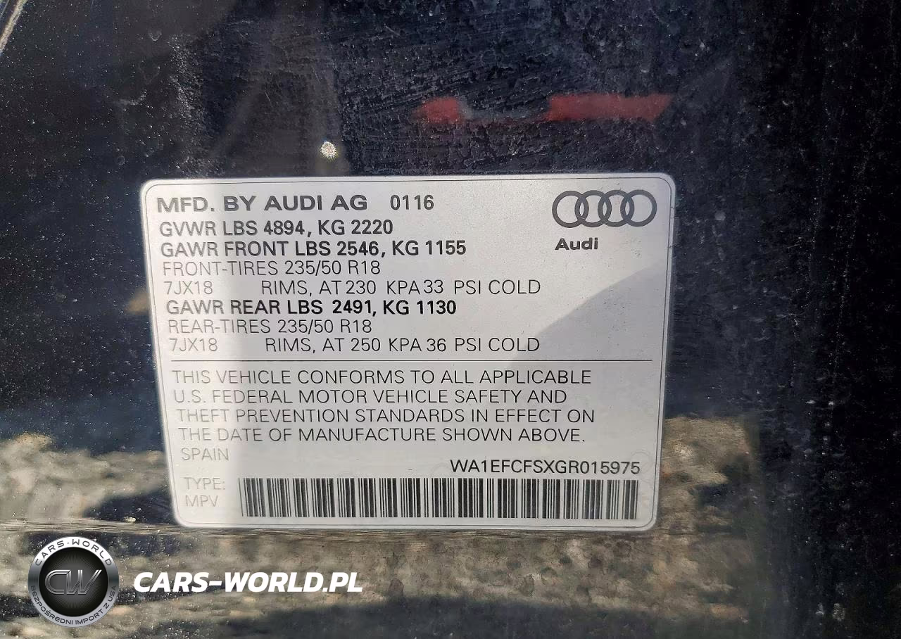 2016 Audi Q5 VIN:WA1EFCFSXGR015975 - 13