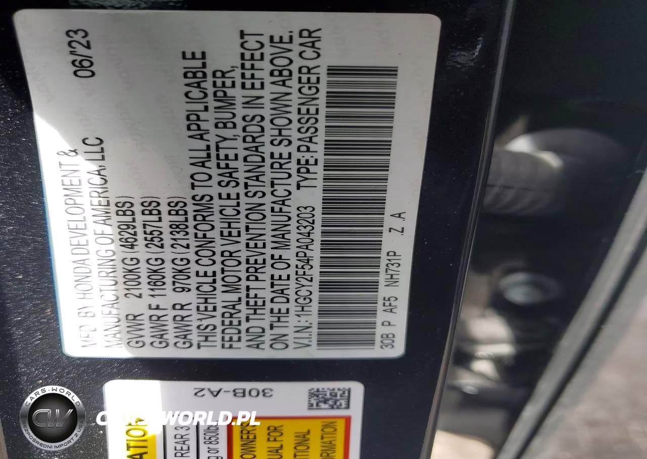 2023 Honda Accord Hybrid Sport VIN:1HGCY2F54PA043203 - 13