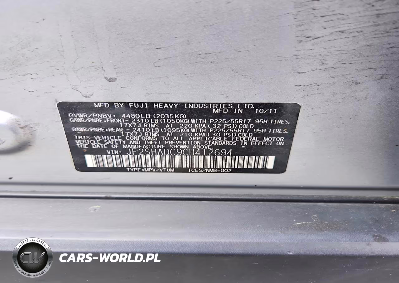 2012 Subaru Forester 2.5X Premium VIN:JF2SHADC9CH412694 - 12
