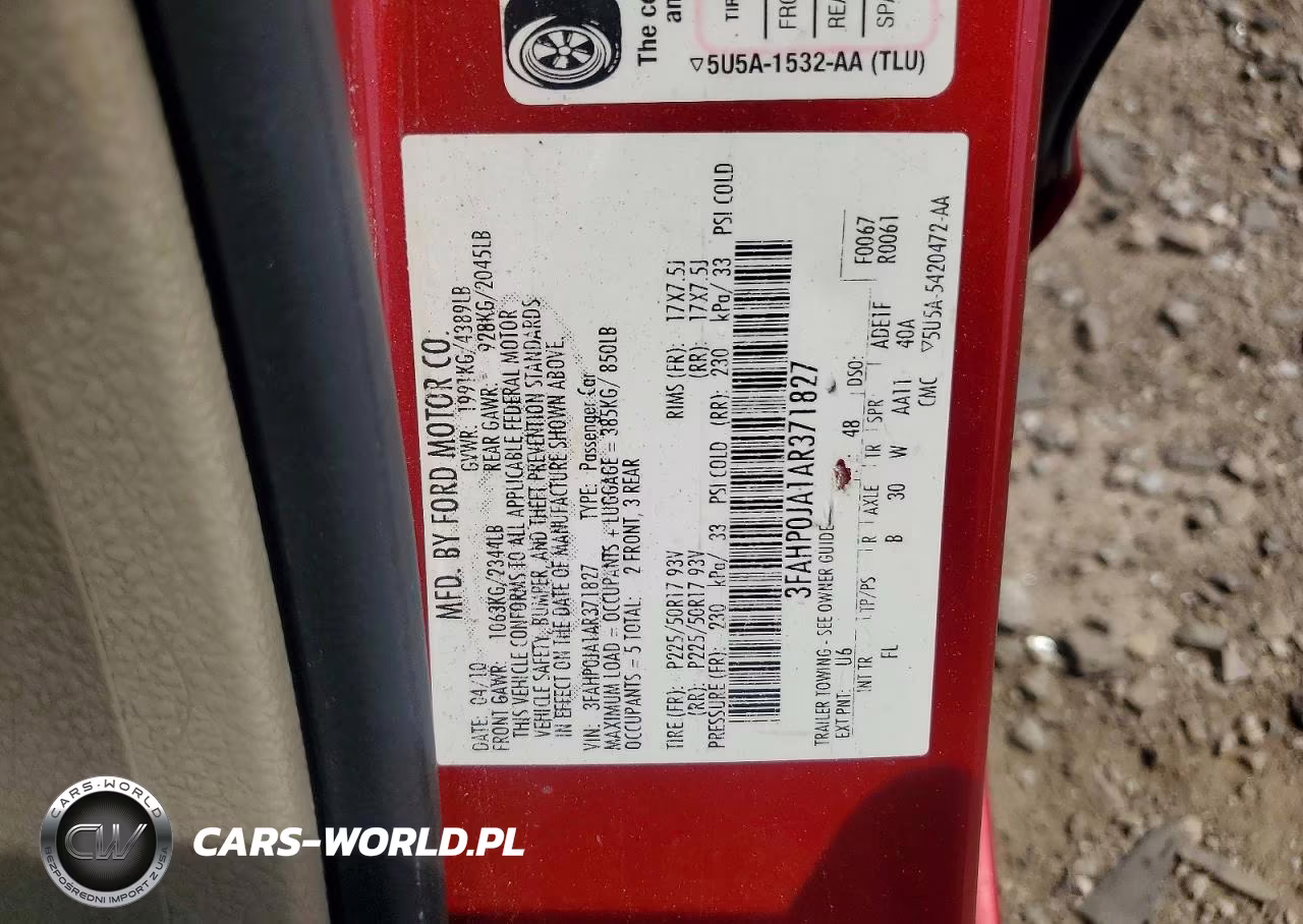 2010 Ford Fusion Sel VIN:3FAHP0JA1AR371827 - 12