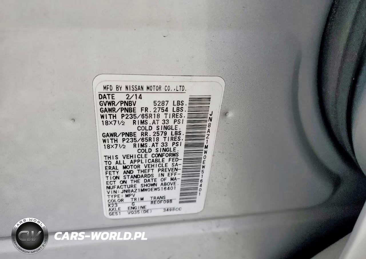 2014 Nissan Murano S VIN:JN8AZ1MW0EW516401 - 13