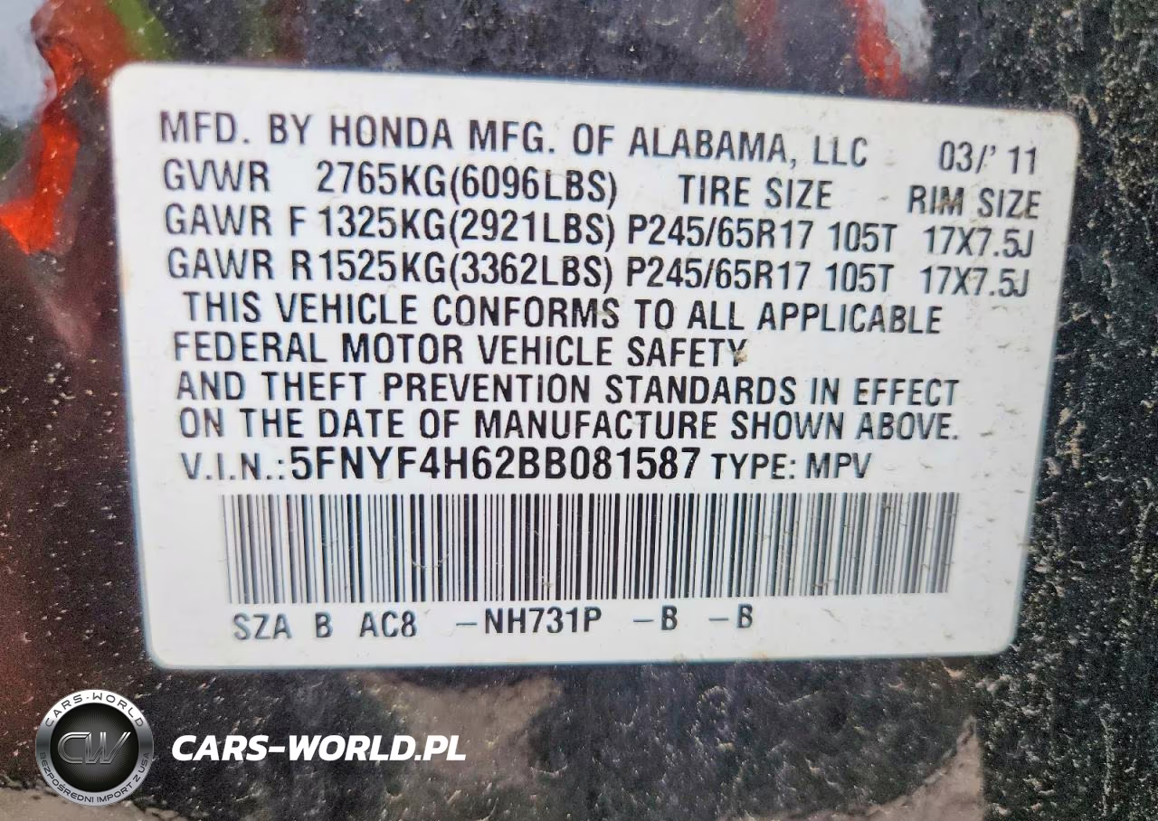2011 Honda Pilot VIN:5FNYF4H62BB081587 - 13