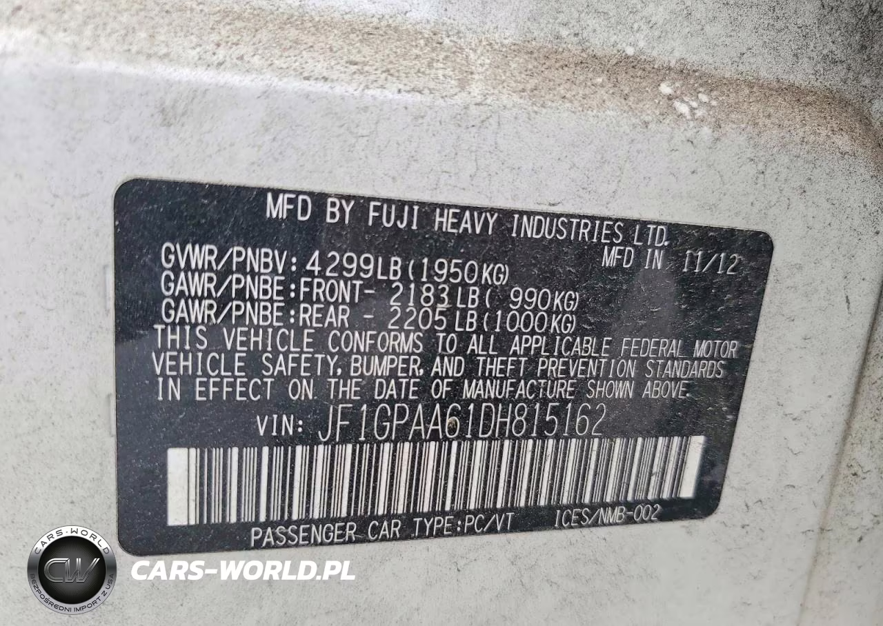 2013 Subaru Impreza VIN:JF1GPAA61DH815162 - 12