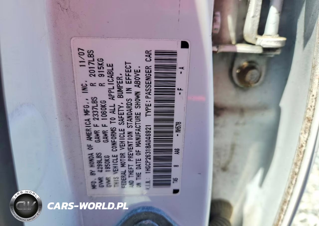 2008 Honda Accord Lx VIN:1HGCP26318A046921 - 12