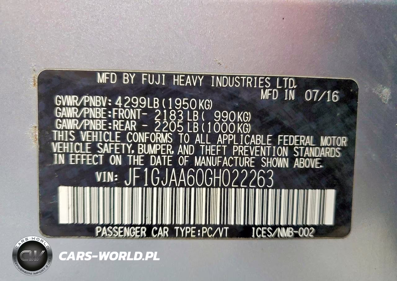 2016 Subaru Impreza VIN:JF1GJAA60GH022263 - 12