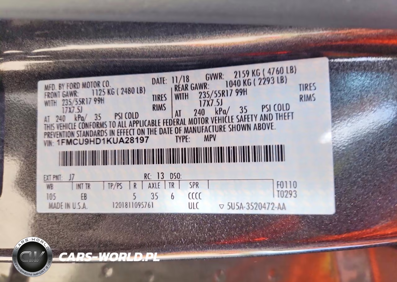 2019 Ford Escape Sel VIN:1FMCU9HD1KUA28197 - 13