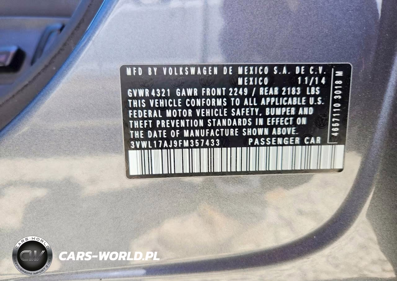 2015 Volkswagen Atlas Cross Sel VIN:3VWL17AJ9FM357433 - 13