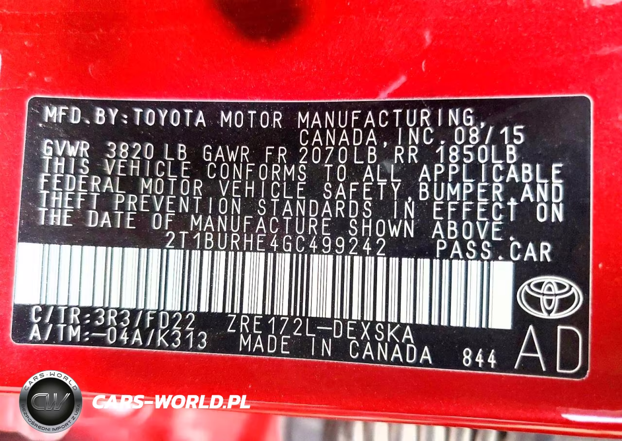 2016 Toyota Corolla S Plus VIN:2T1BURHE4GC499242 - 13