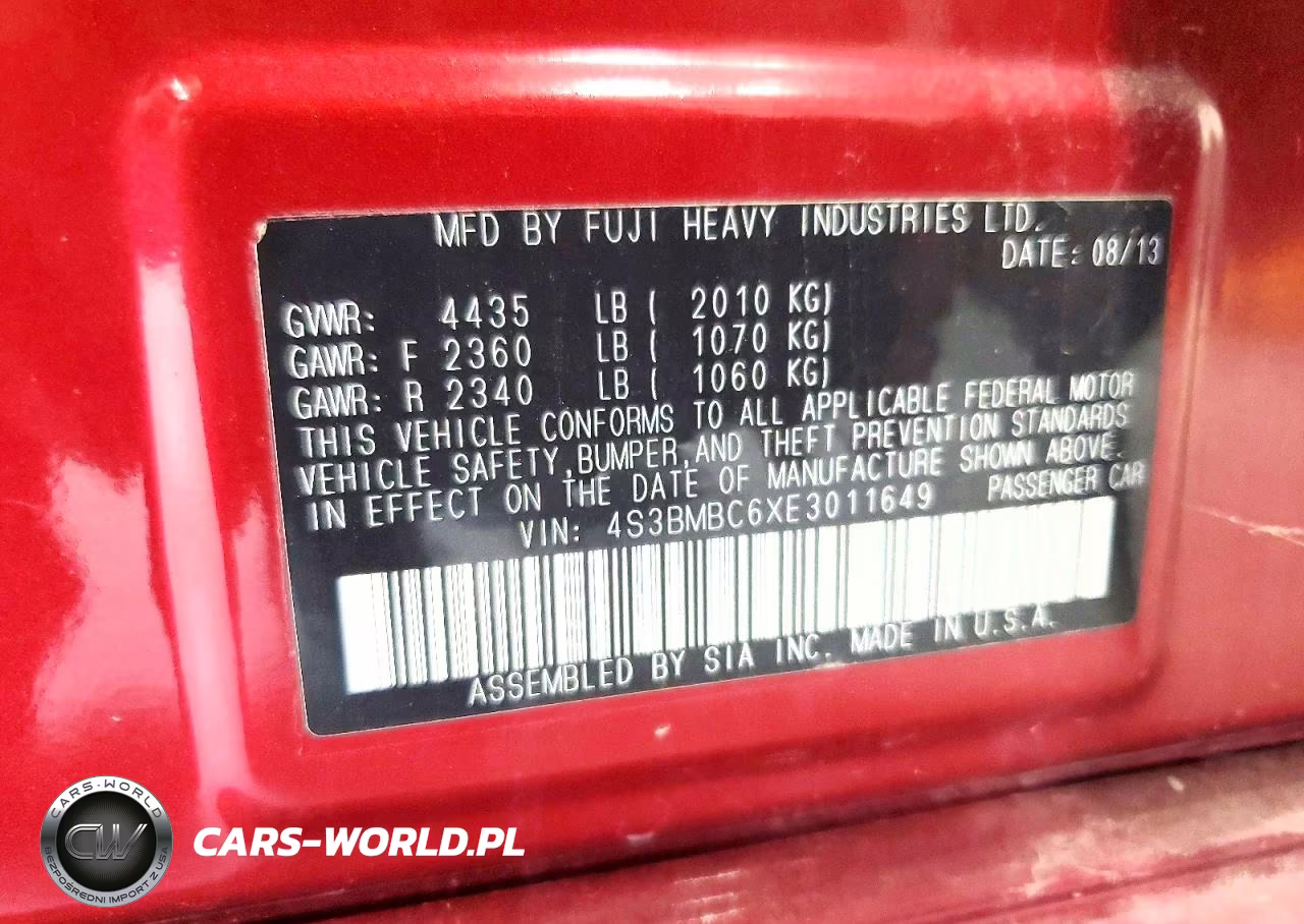 2014 Subaru Legacy 2.5I Premium VIN:4S3BMBC6XE3011649 - 12