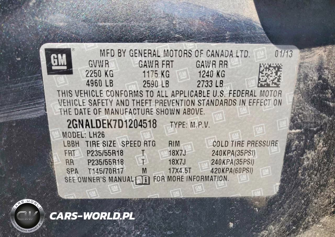 2013 Chevrolet Equinox Lt VIN:2GNALDEK7D1204518 - 13
